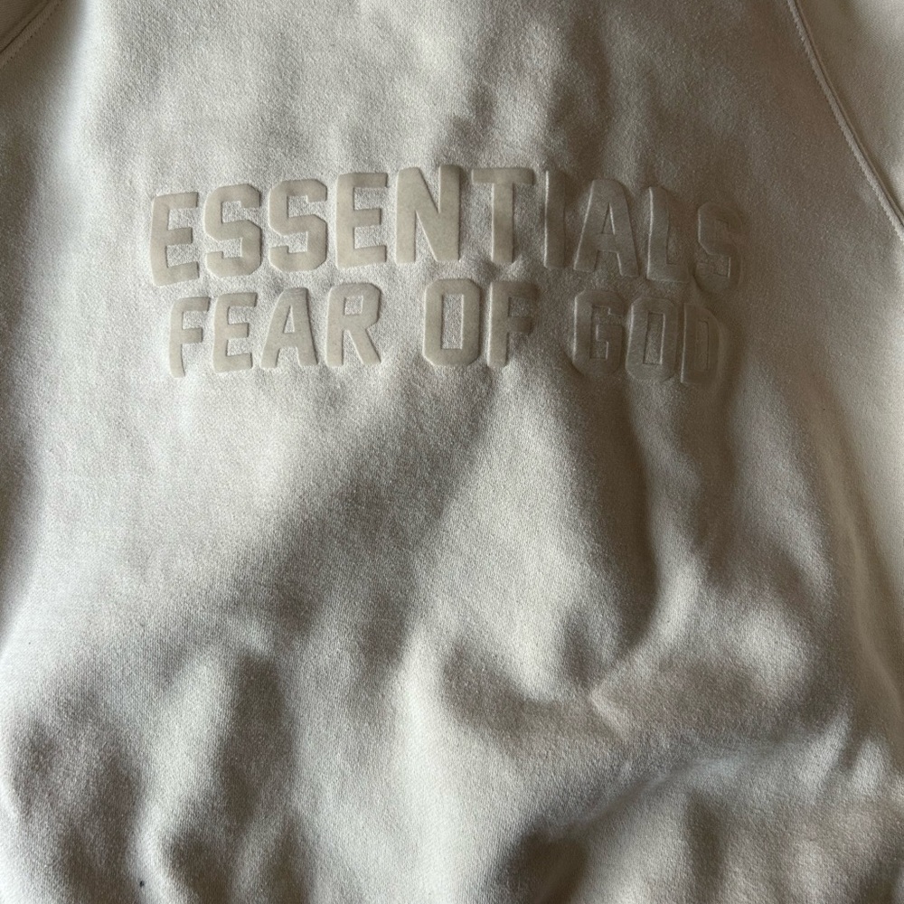 Essentials Cream Crewneck Sweater with Textured Design